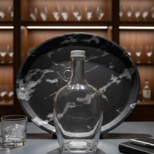 პატარა მინის ბოთლი თავსახურით- 165მლ