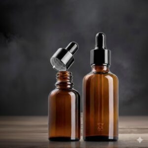 მინის ბოთლი პიპეტით 50 მლ.